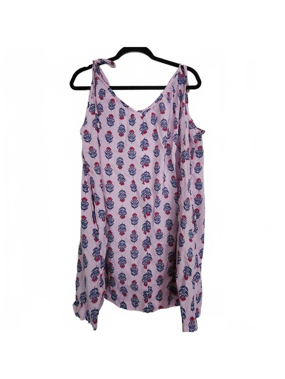 Old Navy tie straps pink floral baby doll dress